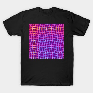 Wavy Plaid Rainbow on Dark Magenta Repeat 5748 T-Shirt